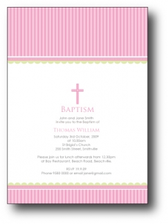 Baptism invitation templates for you to print with cross and striped design.